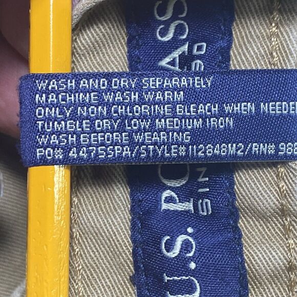 U.S. Polo Association Men's Cargo Shorts Size 44 Khaki Distressed Cotton - Picture 11 of 11